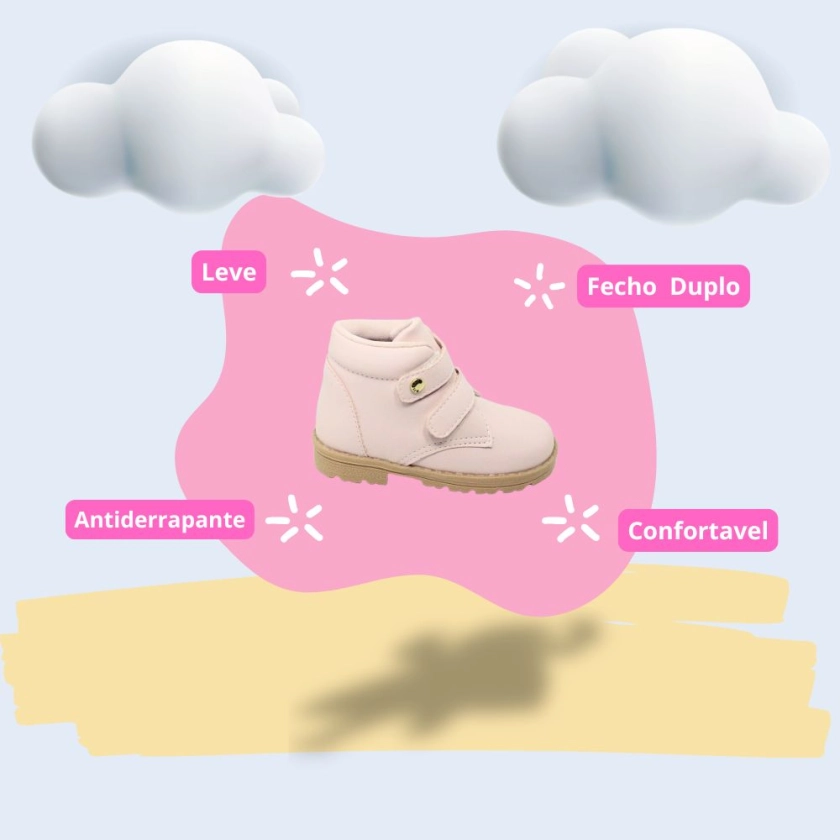 Na imagem temos a botinha infantil feminina fecho duplo rosa 