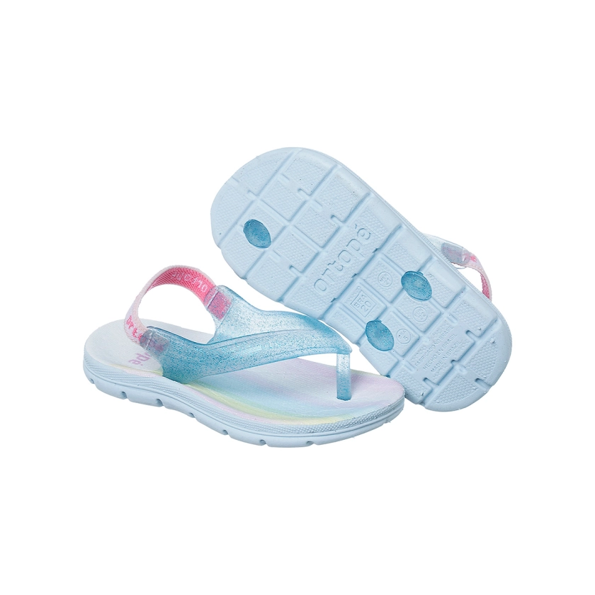 Chinelo Infantil Feminino Ortopé Acqua com Glitter Degrade Azul e Rosa