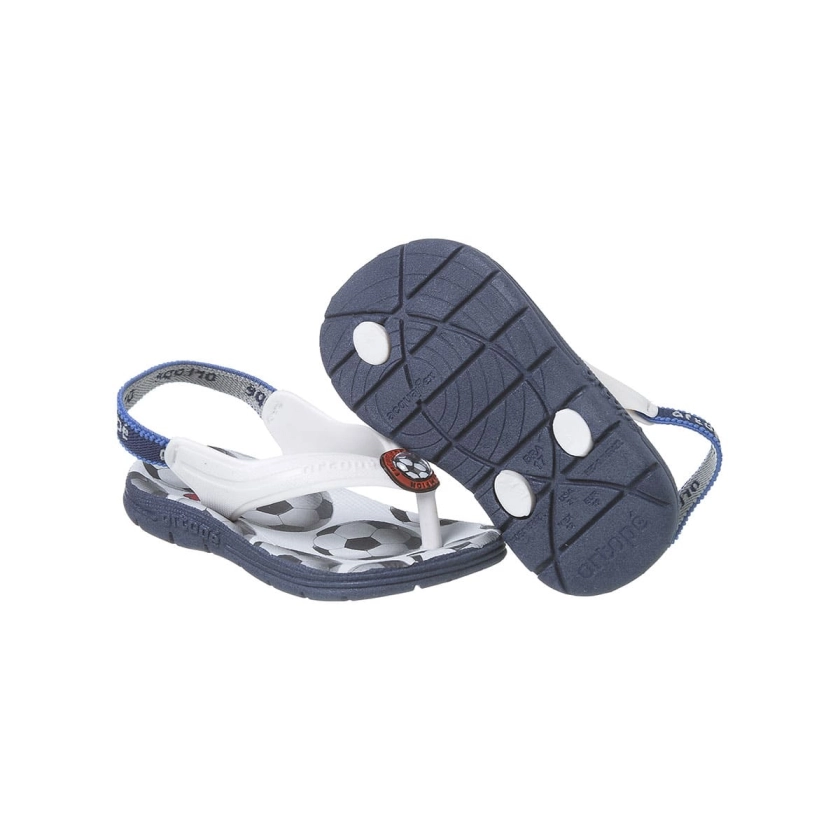 Chinelo Infantil Masculino Ortopé Acqua Bola Branco e Marinho