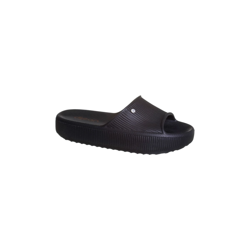Na imagem temos o chinelo slide feminino Dijean com pingente de luz preto