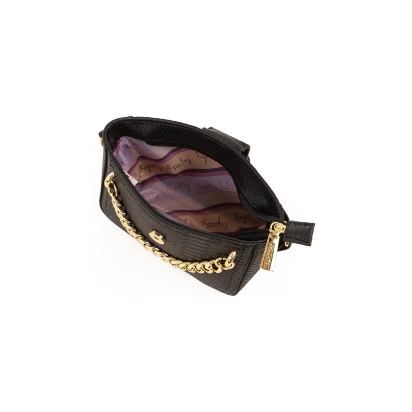 A mini bolsa feminina Rafitthy na cor preta é uma peça encantadora e altamente funcional, oferecendo tanto estilo quanto praticidade. Com suas dimensões compactas, é perfeita para transportar apenas o essencial, como celular, carteira e chaves, mantendo-se discreta e leve. Seu tamanho ideal a torna uma escolha versátil, adequada para uma variedade de ocasiões, desde eventos sociais até passeios casuais. Além disso, os detalhes em corrente dourada adicionam um toque de sofisticação ao seu design, elevando instantaneamente qualquer visual. Assim, esta mini bolsa é não apenas uma adição elegante ao seu guarda-roupa, mas também uma solução prática para manter seus itens essenciais organizados e ao alcance das mãos.