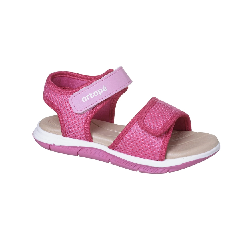 Sandália infantil feminina ortop algodão doce pink, calçado infantil da marca Ortopé, com design e cores ideais para conforto e estilo.
