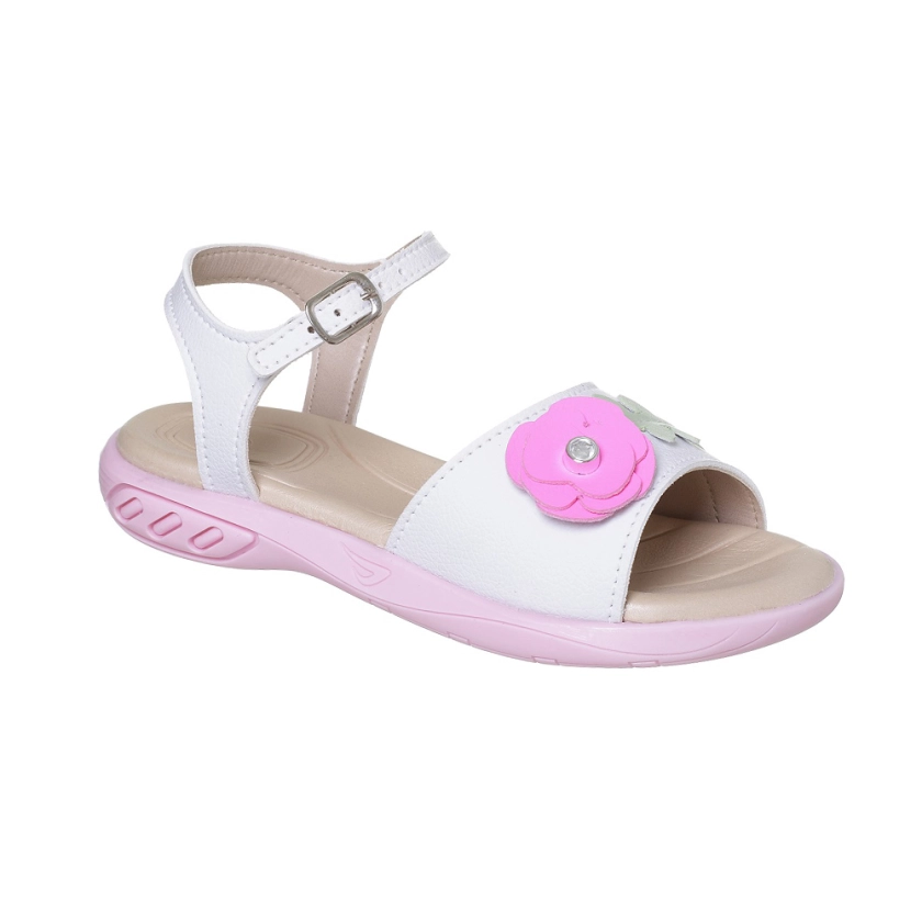 Sandália Infantil Feminina Ortopé Magia Flor Branco Pink