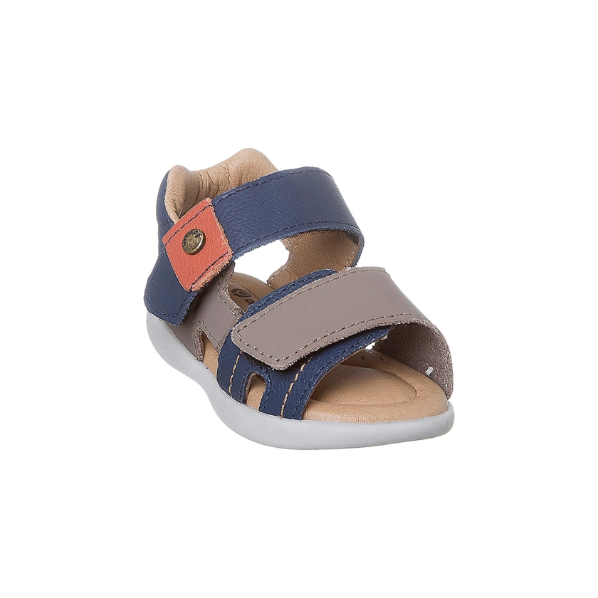 Sand lia Infantil Masculina Carinhoso Couro Fecho Duplo Marinho e
