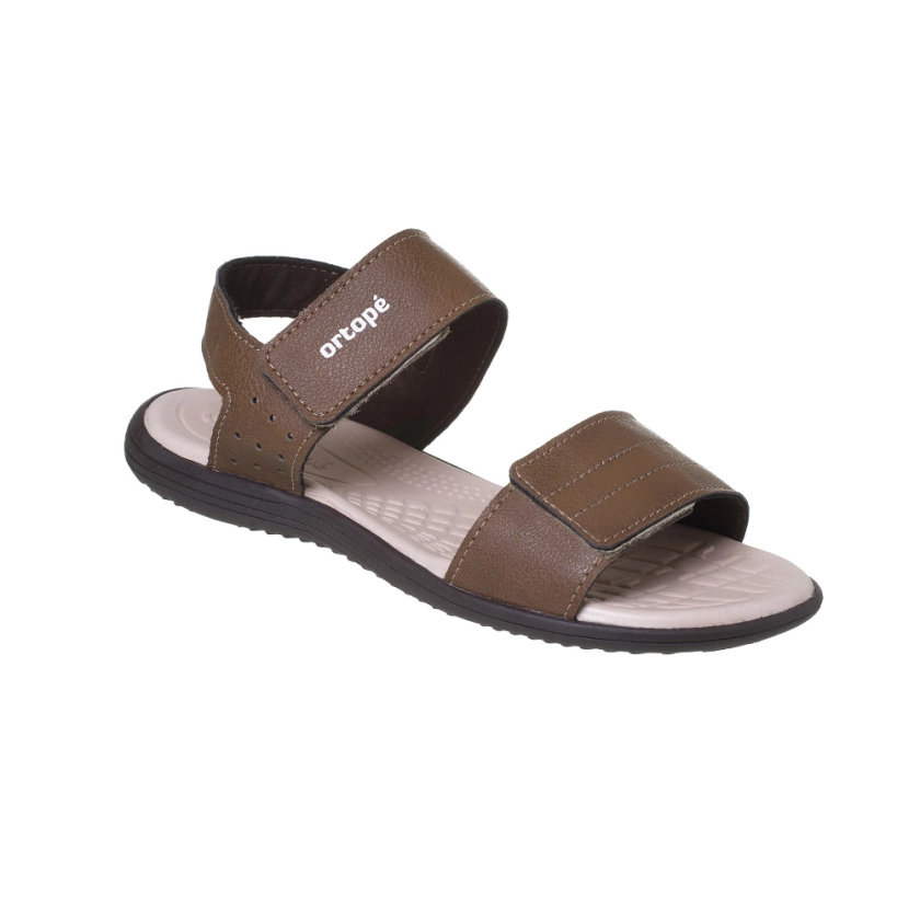 Sandália Infantil Masculina Ortope Flex Tira Aderente Castanho
