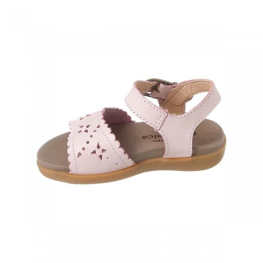 Linda Sandália Infantil Ortopé Couro Com fechamento em fivela na cor Rosa