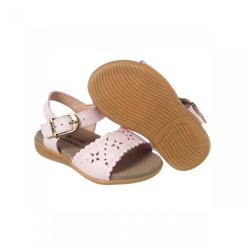 Detalhe do solado da Sandália Infantil Ortopé Couro na cor Rosa