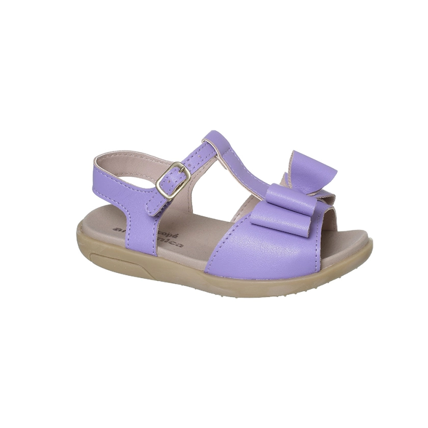 Sandalia Infantil Feminina Ortopé Anatomica Casual Laço Lavanda