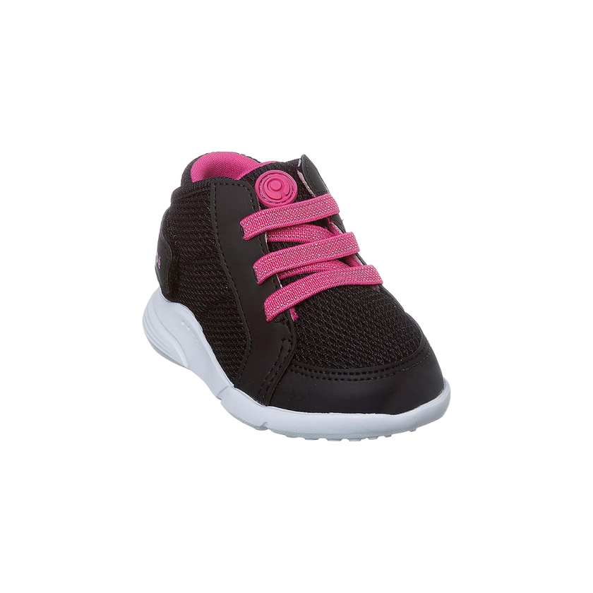 Na imagem temos um lindo tênis cano alto infantil feminino Ortopé nas cores preto e pink.