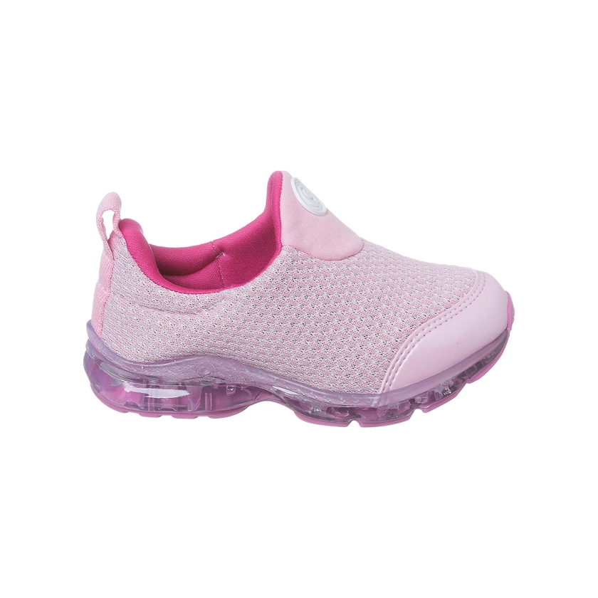 Na imagem temos um lindo tênis de led infantil feminino Ortopé na cor rosa.