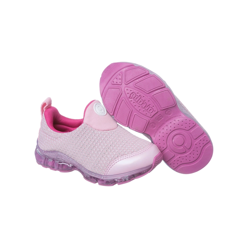Na imagem temos um lindo tênis de led infantil feminino Ortopé na cor rosa.
