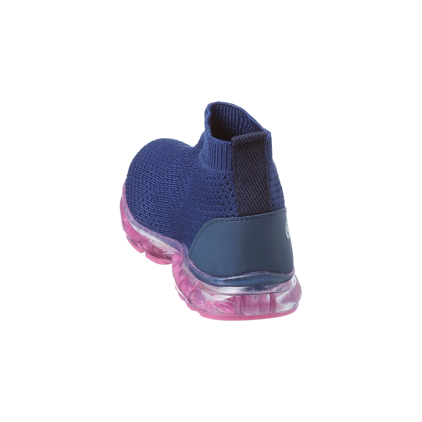 Lindo tênis infantil feminino com Led no solado, na cor azul com rosa