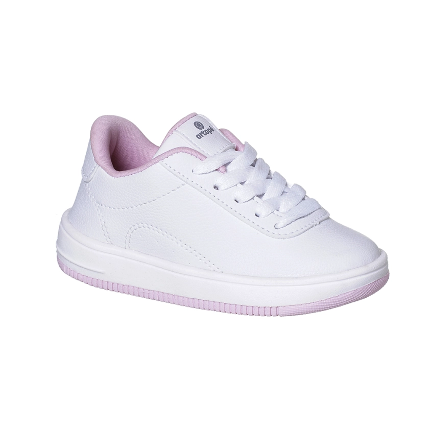 Tênis Infantil Feminino Ortopé Bliss Cadarço Branco Rosa Ortopé