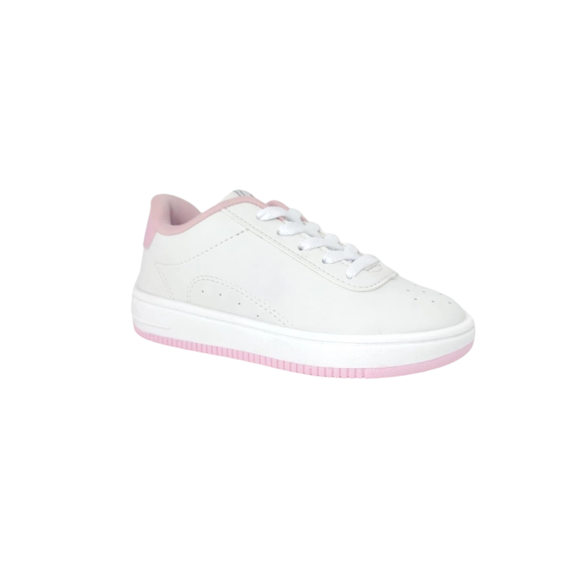 Tênis infantil feminino ortop bliss cadarço branco rosa, calçado infantil da marca Ortopé, com design e cores ideais para conforto e estilo.