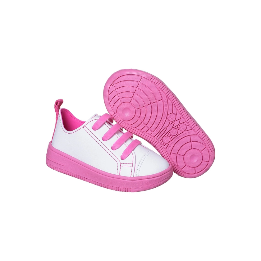 Na imagem temos um lindo tênis Ortopé linha bliss nas cores branco e pink, confortável, leve e muito estiloso