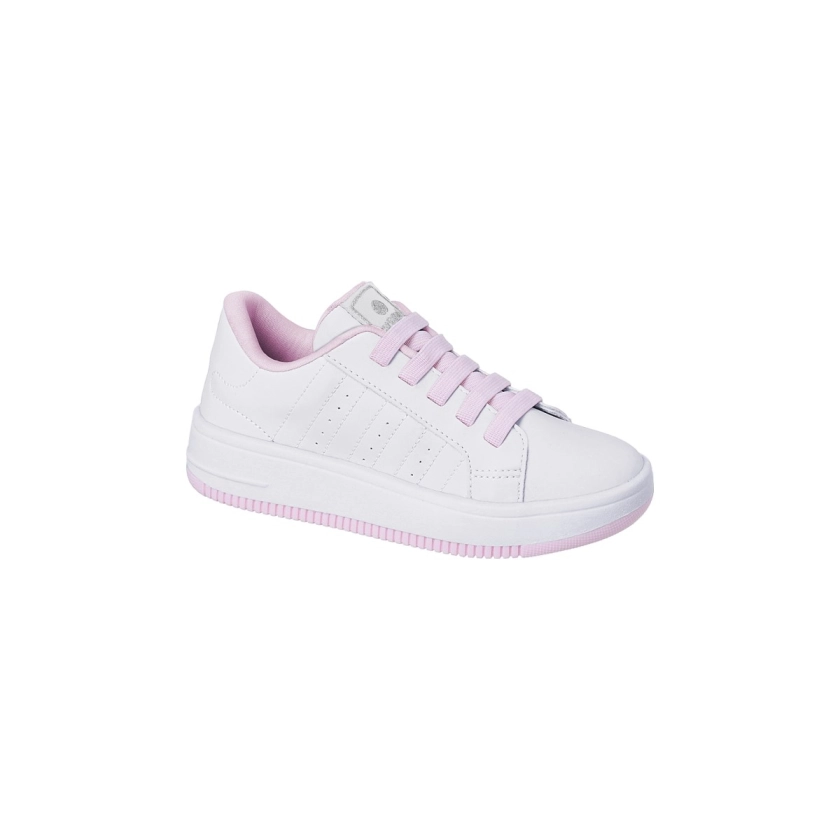 Na foto, temos um lindo tênis infantil feminino Ortopé Bliss Elástico Branco Rosa. O calçado destaca-se pelo seu design elegante e delicado, com um cabedal em polímero branco adornado por detalhes em rosa. Seu solado em TR emborrachado antiderrapante garante segurança, enquanto a palmilha Gravidade Zero proporciona um conforto excepcional. O fechamento com elástico facilita o uso, tornando este tênis uma escolha prática e estilosa para as pequenas.