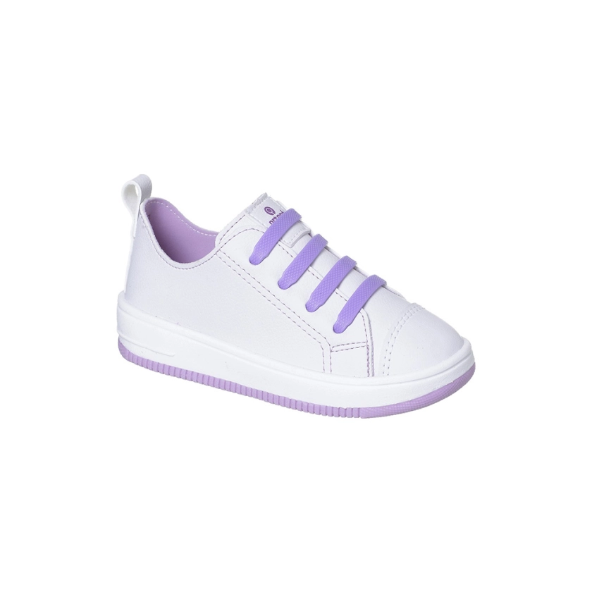 Tênis Infantil Feminino Ortopé Bliss Elastico Branco Lilás
