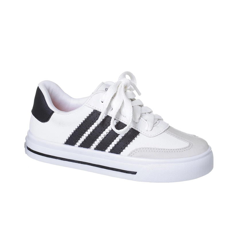 Tênis infantil feminino ortop cadarço branco preto, calçado infantil da marca Ortopé, com design e cores ideais para conforto e estilo.