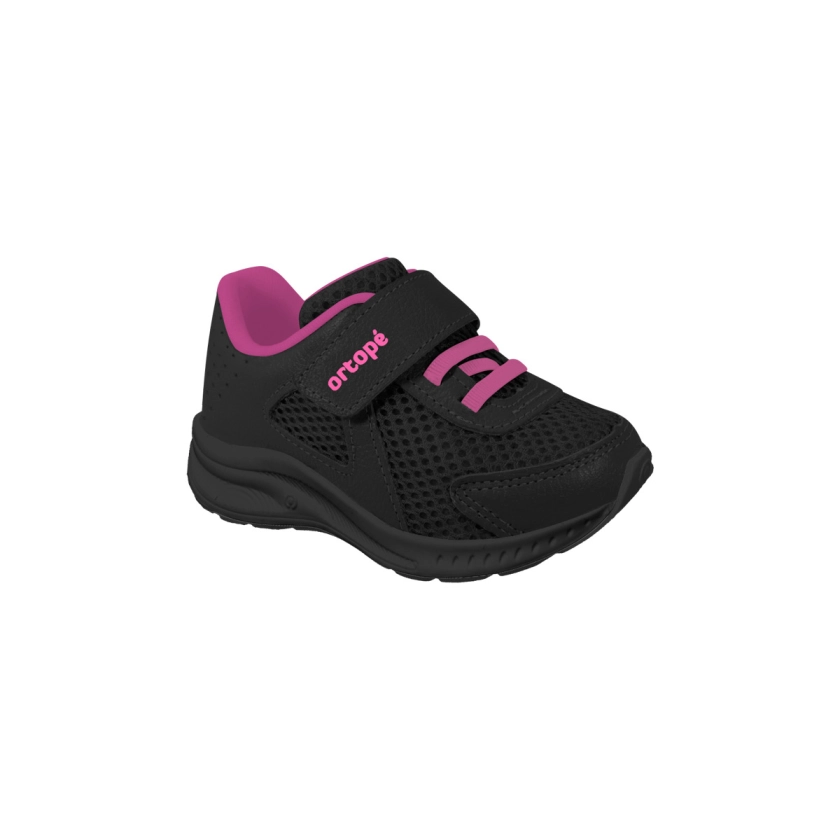 Tênis Infantil Feminino Ortopé DNA Flex Preto Pink Ortopé
