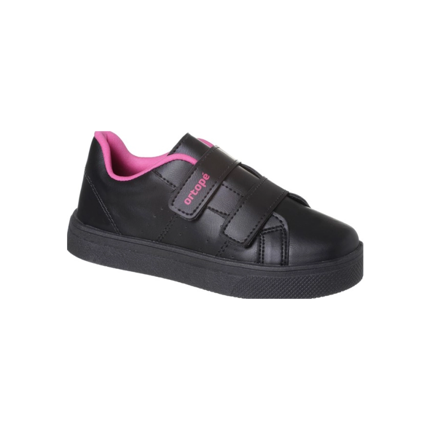 Tênis Infantil Feminino Ortopé Fecho Duplo Preto Pink