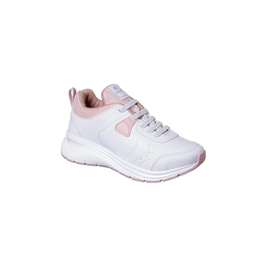 Tênis Infantil Feminino Ortopé Flex Run Cadarço Elástico Branco