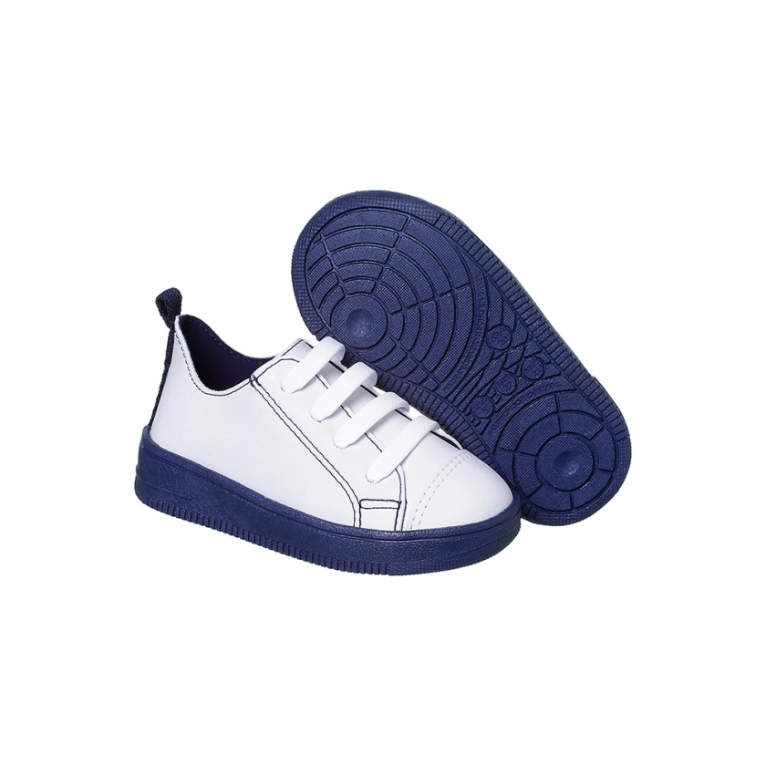 Na imagem temos um lindo tênis Ortopé linha bliss nas cores branco e marinho, confortavel, divertido e muito estiloso