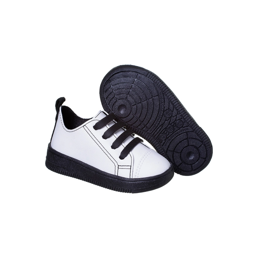 Na imagem temos um lindo tênis Ortopé linha bliss nas cor Branco e Preto, confortavel, divertido e muito estiloso