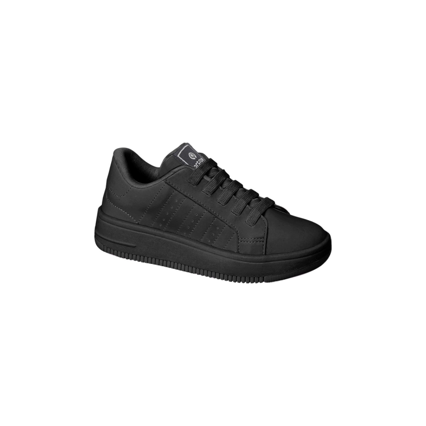 Na foto, temos um lindo tênis infantil masculino Ortopé Bliss Elástico Preto. O calçado destaca-se pelo seu design moderno em preto, conferindo um visual elegante e versátil. Seu cabedal confeccionado em polímero garante durabilidade e facilidade na limpeza. O tênis conta com um solado em TR emborrachado antiderrapante, oferecendo segurança e estabilidade para os pequenos em diversas superfícies. A palmilha Gravidade Zero proporciona um conforto extremo, absorvendo os impactos e mantendo os pés das crianças confortáveis durante todo o dia. Além disso, o tênis possui um cadarço elástico, facilitando o calce e ajuste, ideal para o dia a dia ativo das crianças.