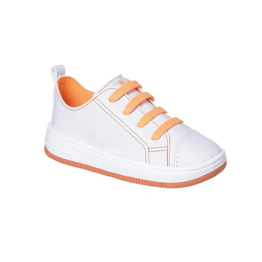 Tênis Infantil Masculino Ortopé Bliss Elastico Branco Laranja