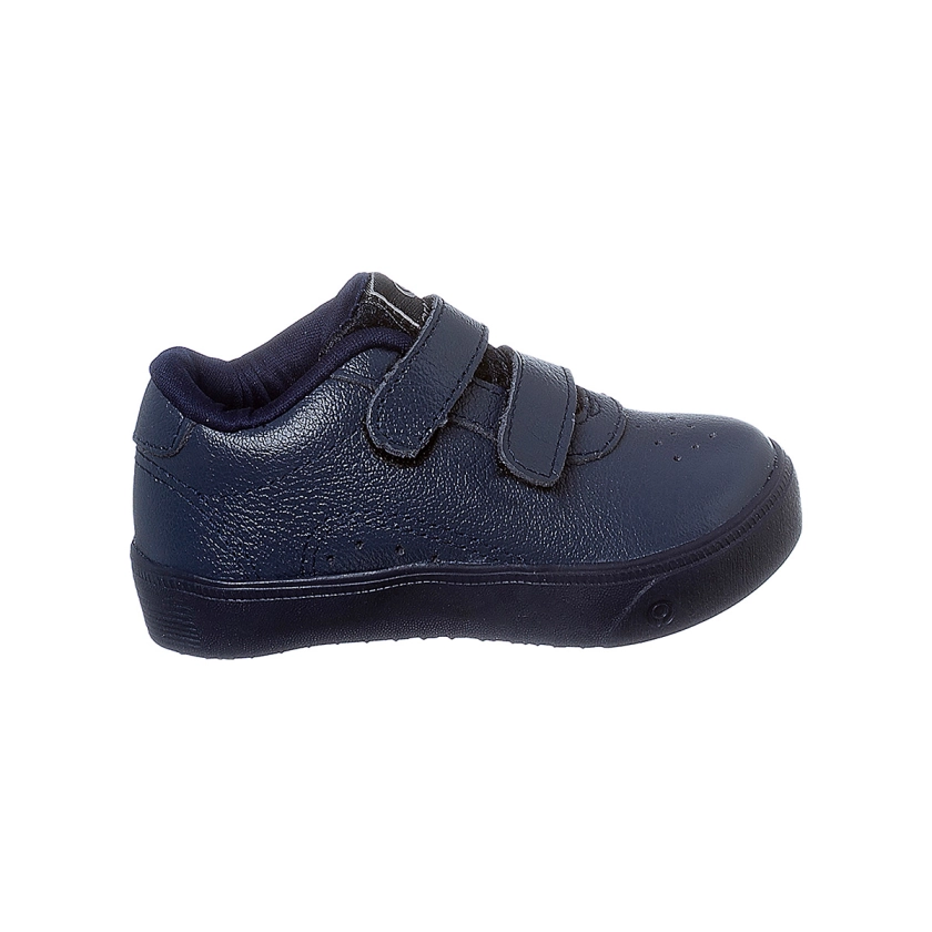 Na imagem temos um lindo tênis infantil Ortopé todo na cor azul marinho com calce prático através de duas tiras em velcro.