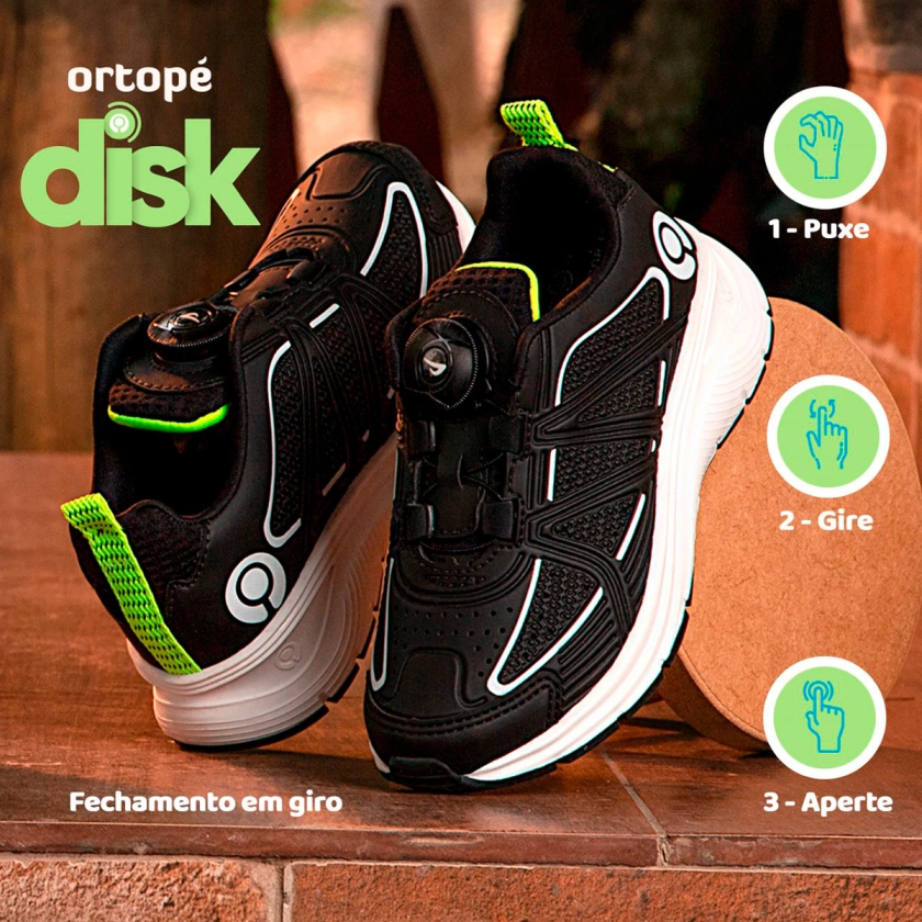 Tênis Infantil Masculino Ortopé Flex Run Disk Preto