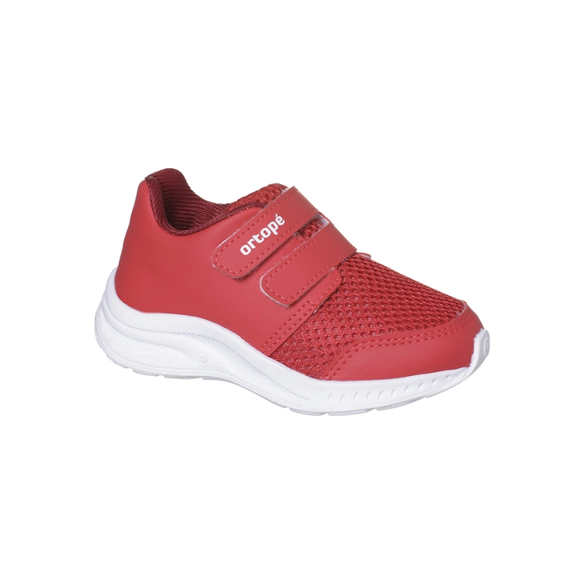 Tênis Infantil Feminino Ortopé DNA Flex Fecho Duplo Tiras Vermelho