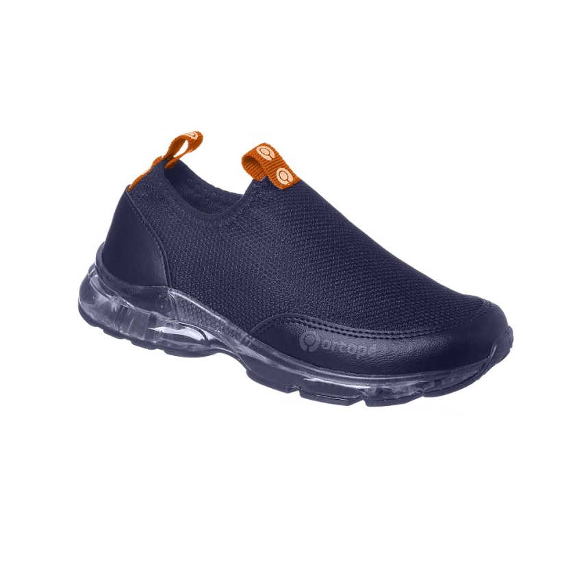 Tênis Infantil Masculino Ortopé Dna Light Calce Fácil Marinho Laranja