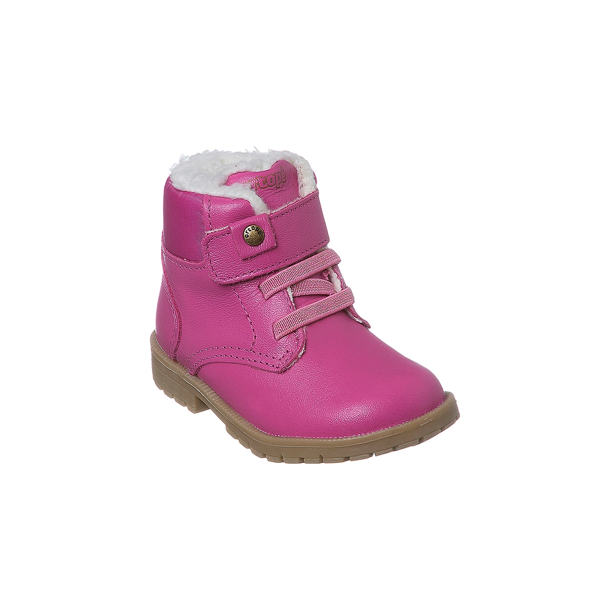 Bota Coturno Infantil Feminina Ortopé Baby Boot Couro Com Lã Pink