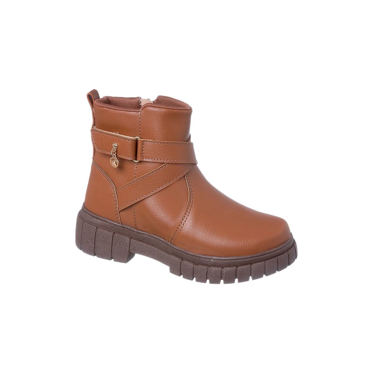 Bota Coturno Infantil Feminina Ortopé Glam Boot Detalhe Pingente Caramelo