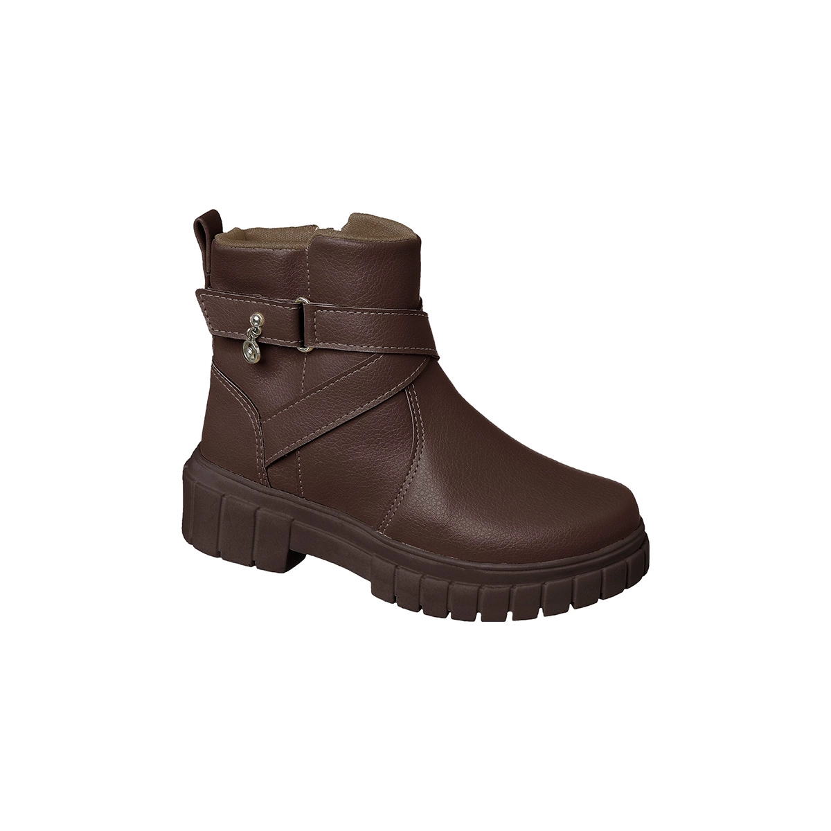 Bota Coturno Infantil Feminina Ortopé Glam Boot Detalhe Pingente Marrom Café