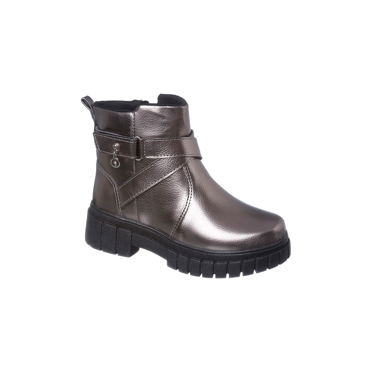 Bota Coturno Infantil Feminina Ortopé Glam Boot Detalhe Pingente Metalizada Prata