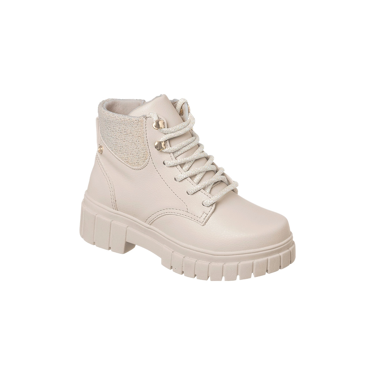 Bota Coturno Infantil Feminina Ortopé Glam Boot Tratorado Nude