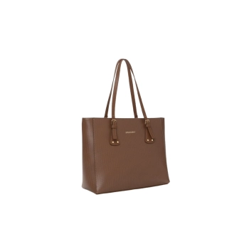 Na foto, temos uma linda Bolsa Tote Feminina Rafitthy Trama Café, com textura elegante e bolsos internos e externos para organização. Suas medidas (32x27x13 cm) e o material sintético leve com forro em poliéster tornam-na perfeita para o dia a dia.