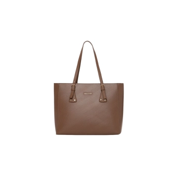 Na foto, temos uma linda Bolsa Tote Feminina Rafitthy Trama Café, com textura elegante e bolsos internos e externos para organização. Suas medidas (32x27x13 cm) e o material sintético leve com forro em poliéster tornam-na perfeita para o dia a dia.