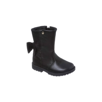 Bota Cano Alto Infantil Feminina Baby Boot Couro Preta Ortopé