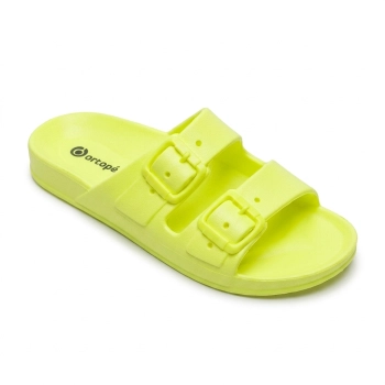 Chinelo Infantil Ortopé Slide Fivela Amarelo