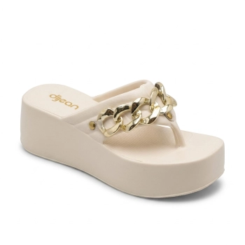Chinelo Plataforma Feminino Dijean Anabela Corrente Off White