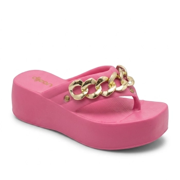 Chinelo Plataforma Feminino Dijean Anabela Corrente Pink