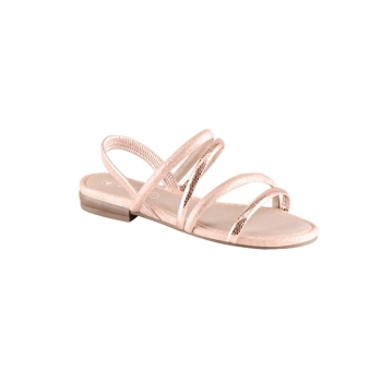 Na imagem temos uma linda sandália na cor cobre rosa com detalhes em glitter, sandália super confortável, perfeita para diversas ocasiões