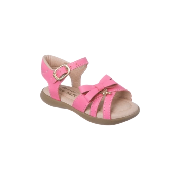 Sandália Infantil Feminina Ortopé Carinhoso Tiras e Laço Rosa Candy Pingente Dourado 