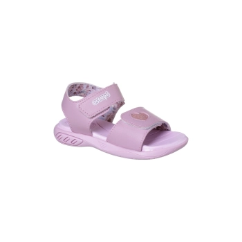 Na imagem temos uma linda sandália ortopé magia fecho aderente duplo rose quartz