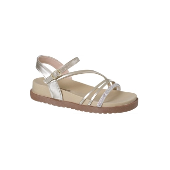 Sandália Infantil Feminina Ortopé Papete Brilho Ouro Light