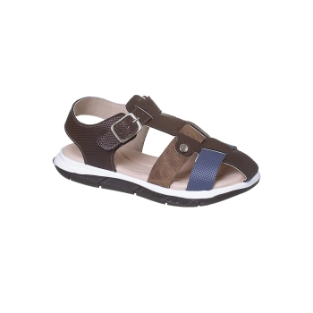 Sandália Infantil Masculina Ortopé Algodão Doce Fivela Marrom