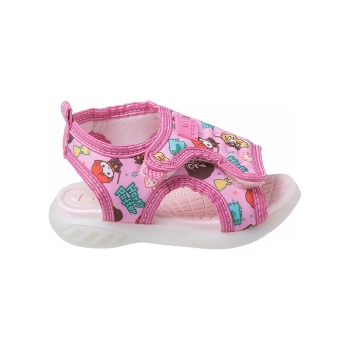 Na imagem temos uma linda sandália de led infantil feminina na cor rosa e estampa dos personagens do filme harry potter. O led é aplicado no solado e é ativado ao caminhar. Calce através de velcro.